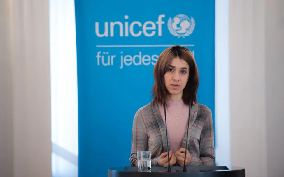 UN-Sonderbotschafterin Nadia Murad | © Bundesregierung/Felix Zahn UNICEF Neujahrsgespräch: Nadia Murad, UN-Sonderbotschafterin für die Würde der Überlebenden von Menschenhandel