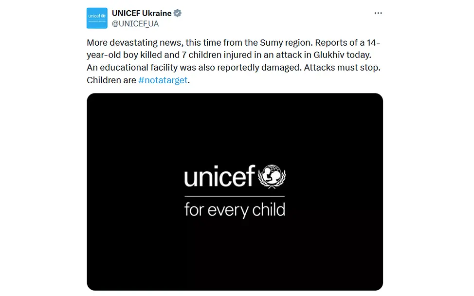 In Sumy wurde ein 14-jähriger Junge bei einem Angriff getötet urde ein 14-jähriger Junge bei einem Angriff in Glukhiv in der Region Sumy getötet,