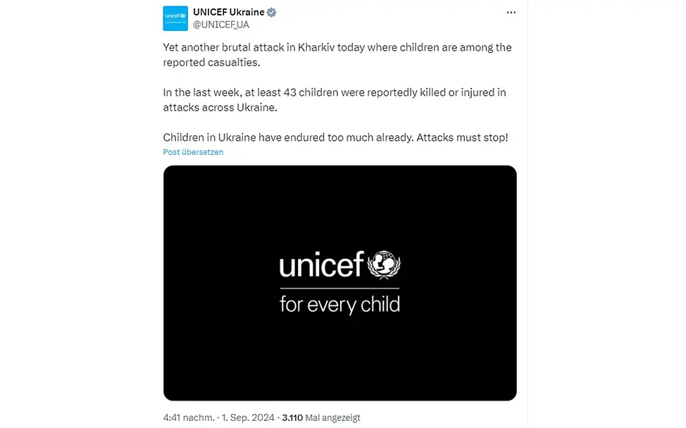 Tweet Ukraine 2 Ukraine: Tweet von UNICEF Ukraine