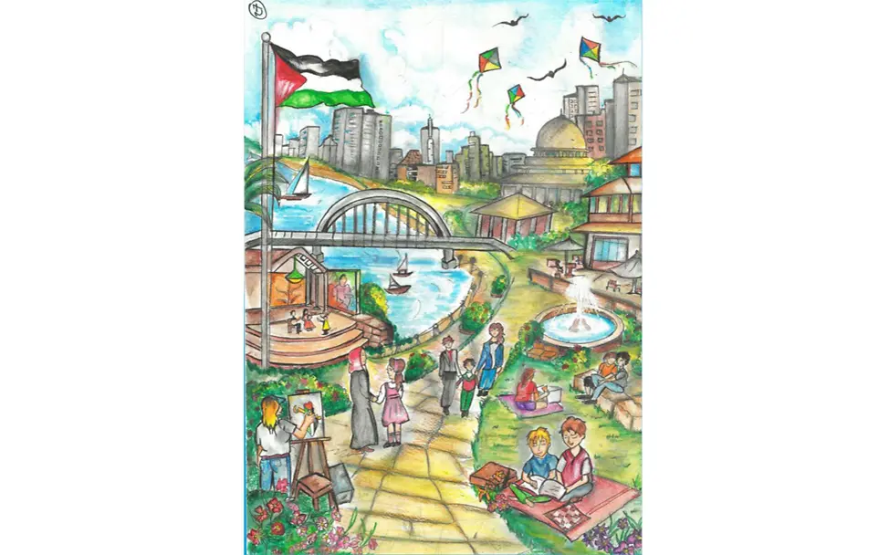 Zeichnung aus Gaza. © UNICEF/UNI950018 Zeichnungen aus dem Gazastreifen