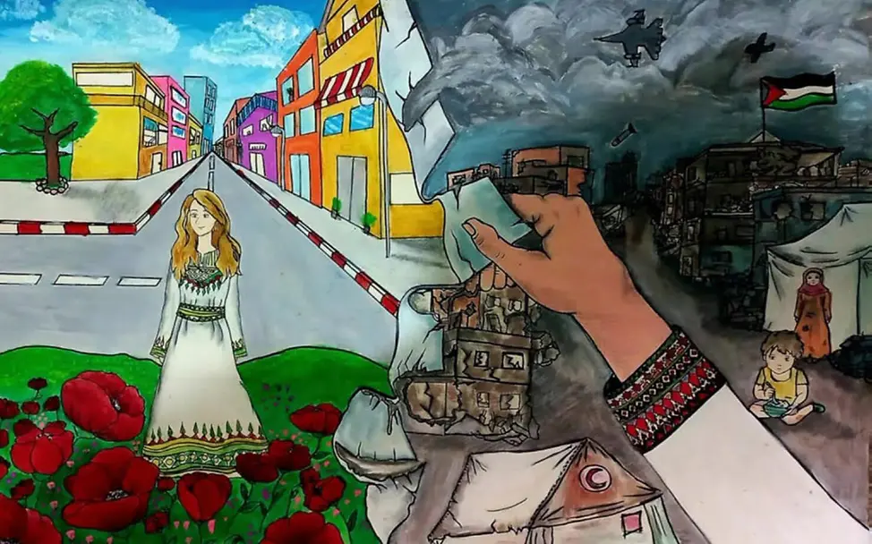 Zeichnung aus Gaza. © UNICEF/UNI950017 Zeichnungen aus dem Gazastreifen