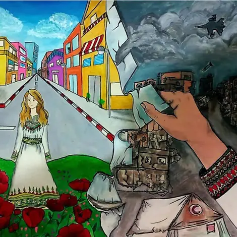 Zeichnung aus Gaza. © UNICEF/UNI950017 Zeichnungen aus dem Gazastreifen