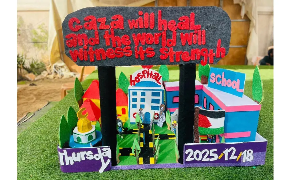 Modell von Zukunftswünschen. © UNICEF Modell einer nachbarschaftlichen Umgegbung