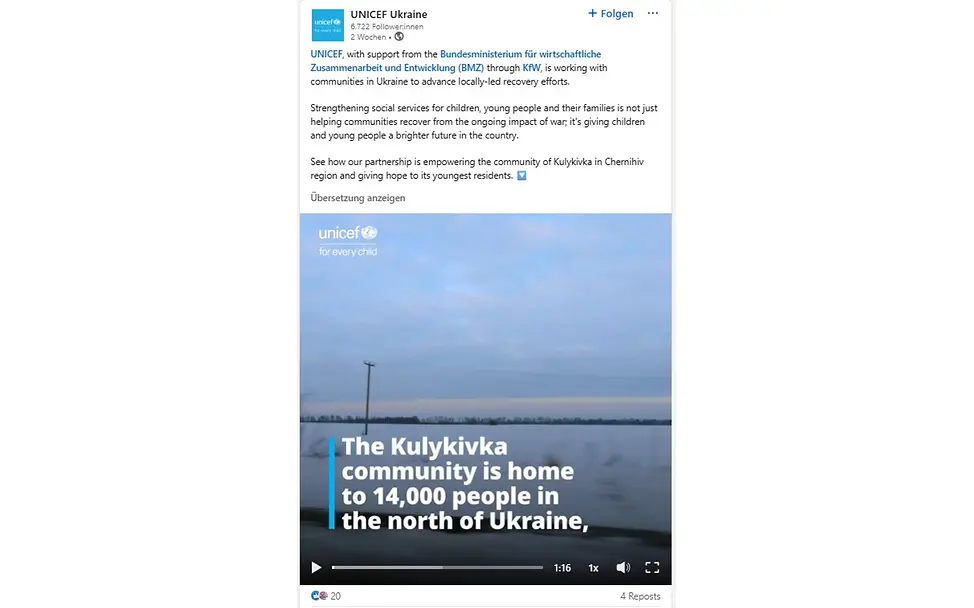 © UNICEF Ukraine Ukraine News: Post von UNICEF Ukraine