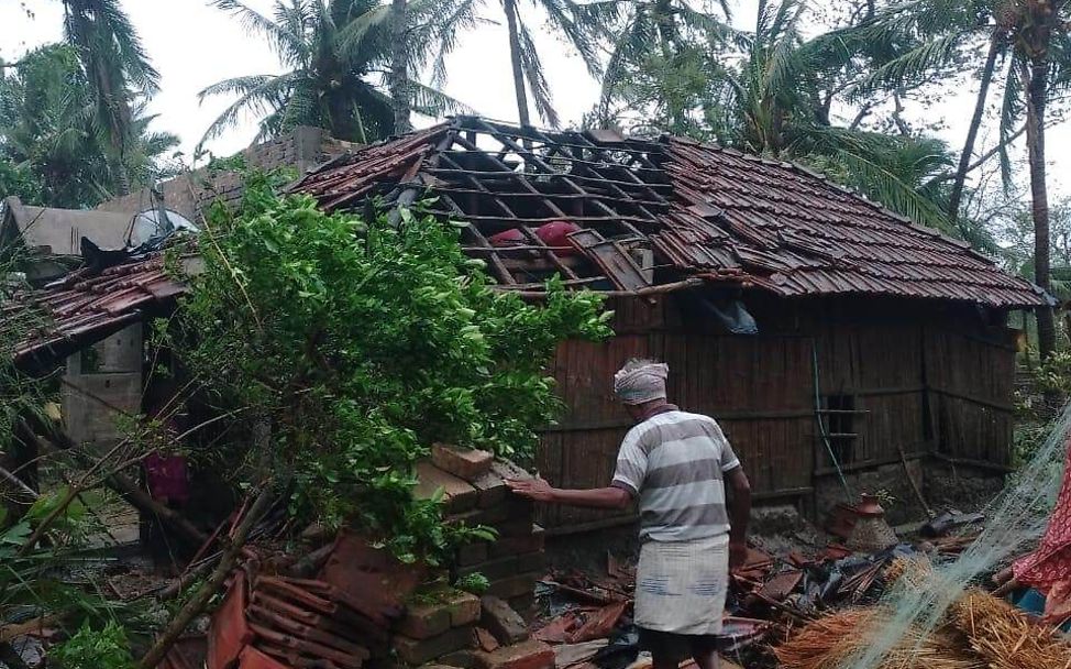 Zyklon Amphan in Indien: ein beschädigtes Haus